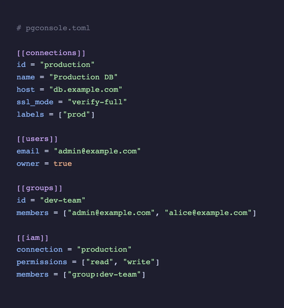 pgconsole.toml configuration